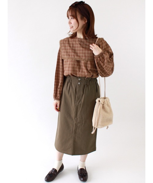 ehka sopo（エヘカソポ）の「ウエストフリルタイトスカート（スカート・レディース・ベージュ/カーキ/ミント・ﾌﾘ-）」の12枚目の写真