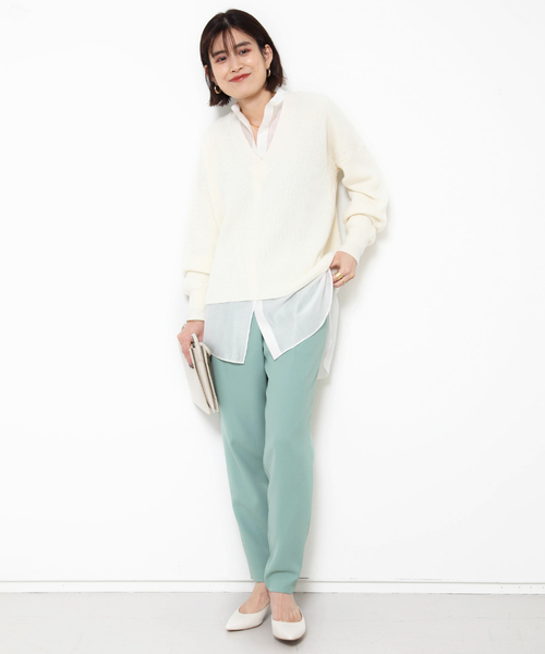 Rouge vif(ルージュヴィフ)の「Vネック両畦ニット(ニット/セーター・レディース・ホワイト/イエロー/グレー/レッド/ブラック・フリー)」の12枚目の写真