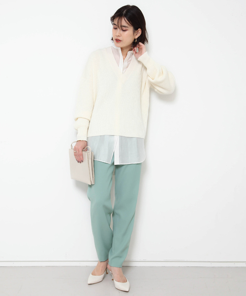 Rouge vif(ルージュヴィフ)の「Vネック両畦ニット(ニット/セーター・レディース・ホワイト/イエロー/グレー/レッド/ブラック・フリー)」の18枚目の写真