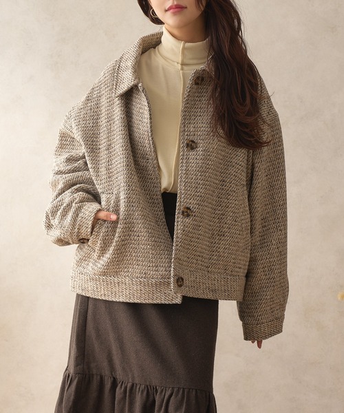 fupel(フぺル)の「メランジブルゾン(ブルゾン・レディース・ベージュ/グレー・SMALL/MEDIUM)」の2枚目の写真