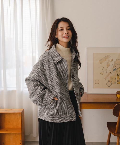 fupel(フぺル)の「メランジブルゾン(ブルゾン・レディース・ベージュ/グレー・SMALL/MEDIUM)」の3枚目の写真