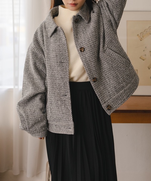 fupel(フぺル)の「メランジブルゾン(ブルゾン・レディース・ベージュ/グレー・SMALL/MEDIUM)」の6枚目の写真