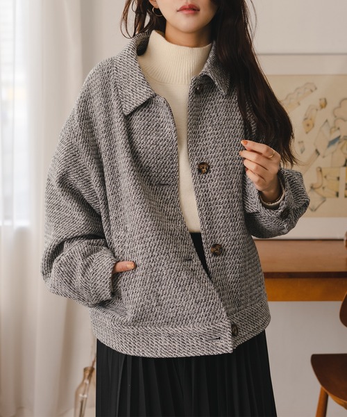 fupel(フぺル)の「メランジブルゾン(ブルゾン・レディース・ベージュ/グレー・SMALL/MEDIUM)」の7枚目の写真