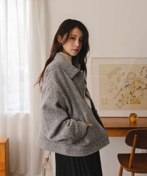 fupel(フぺル)の「メランジブルゾン(ブルゾン・レディース・ベージュ/グレー・SMALL/MEDIUM)」の4枚目の写真