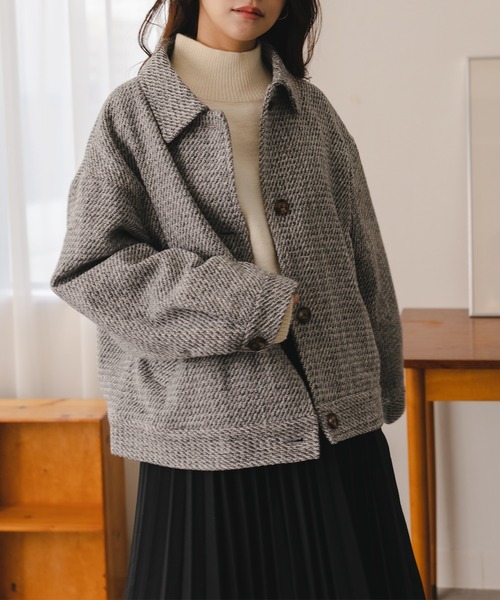 fupel(フぺル)の「メランジブルゾン(ブルゾン・レディース・ベージュ/グレー・SMALL/MEDIUM)」の9枚目の写真