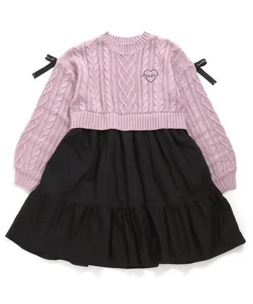 algy(アルジー)の「ニットドッキングワンピ(ワンピース・キッズ・ラベンダー/ベージュ/ミント・XX-SMALL/MEDIUM/SMALL/X-SMALL)」の1枚目の写真