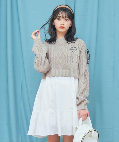 algy(アルジー)の「ニットドッキングワンピ(ワンピース・キッズ・ラベンダー/ベージュ/ミント・XX-SMALL/MEDIUM/SMALL/X-SMALL)」の2枚目の写真