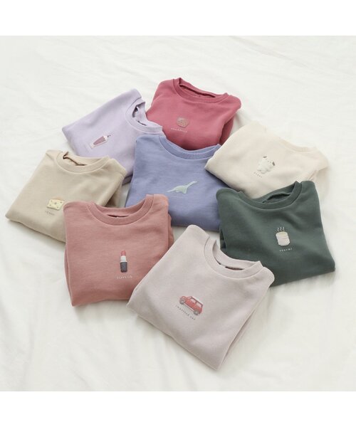 apres les cours(アプレレクール)の「【HAPPY PRICE】8柄モチーフトレーナー(スウェット・キッズ・ベージュ/ブルー/ピンク/アイボリー/イエロー/オレンジ/ラベンダー/グリーン・90/110/100/130/120/80/140)」の9枚目の写真