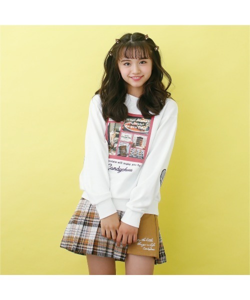 Candychuu（キャンディチュウ）の「起毛転写トレーナー（Tシャツ/カットソー・キッズ・ブラウン/オフホワイト・SS/S/M/XXS）」の2枚目の写真