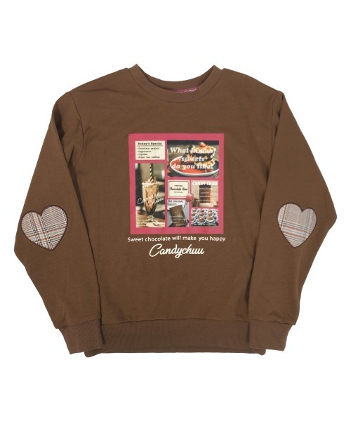 Candychuu（キャンディチュウ）の「起毛転写トレーナー（Tシャツ/カットソー・キッズ・ブラウン/オフホワイト・SS/S/M/XXS）」の9枚目の写真