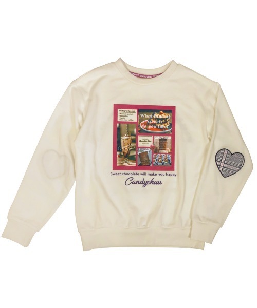 Candychuu（キャンディチュウ）の「起毛転写トレーナー（Tシャツ/カットソー・キッズ・ブラウン/オフホワイト・SS/S/M/XXS）」の3枚目の写真