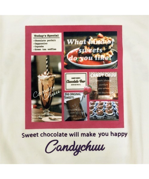Candychuu（キャンディチュウ）の「起毛転写トレーナー（Tシャツ/カットソー・キッズ・ブラウン/オフホワイト・SS/S/M/XXS）」の5枚目の写真