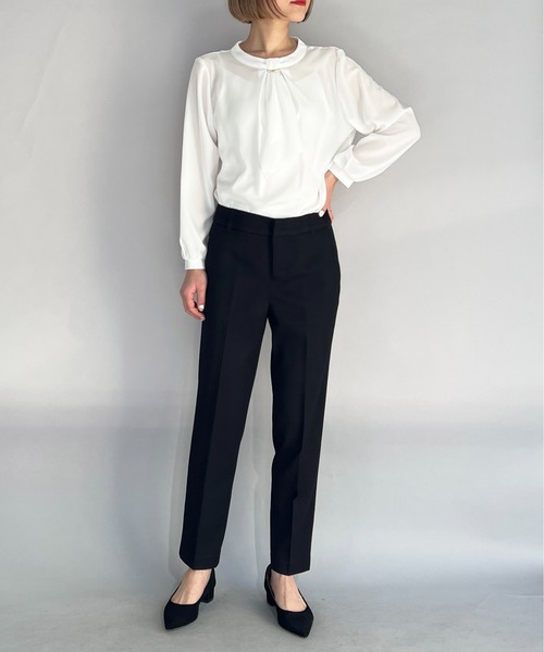 PICCIN(ピッチン)の「メタルパーツ付きボウタイブラウス(シャツ/ブラウス・レディース・オフホワイト/ライトグレー/ネイビー・M)」の13枚目の写真