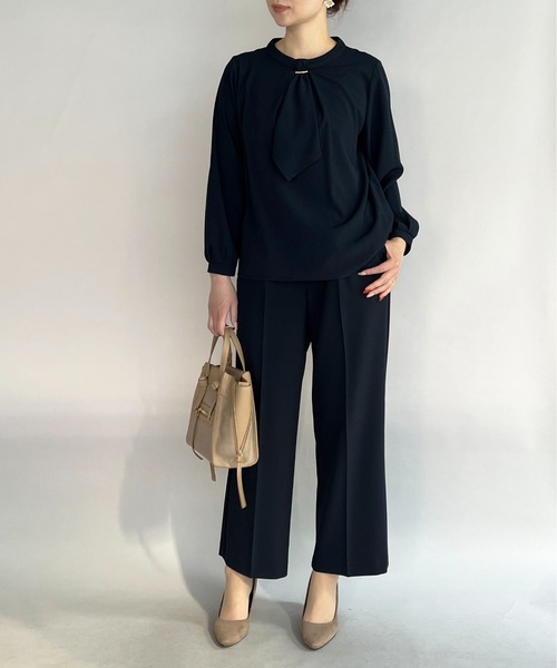 PICCIN(ピッチン)の「メタルパーツ付きボウタイブラウス(シャツ/ブラウス・レディース・オフホワイト/ライトグレー/ネイビー・M)」の19枚目の写真