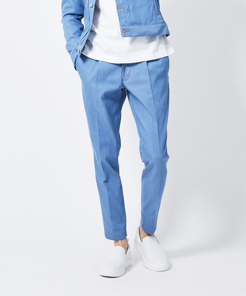 junhashimoto（ジュンハシモト）の「P03 EASY TUCK PANTS（デニムパンツ・メンズ・サックスブルー/インディゴブルー・4/3/5/2）」の2枚目の写真