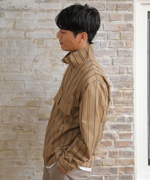 UNION STATION(ユニオンステーション)の「【セットアップ対応】T/Cストライプ スタンドブルゾン(ブルゾン・メンズ・ベージュ/ネイビー・S/M/L)」の6枚目の写真