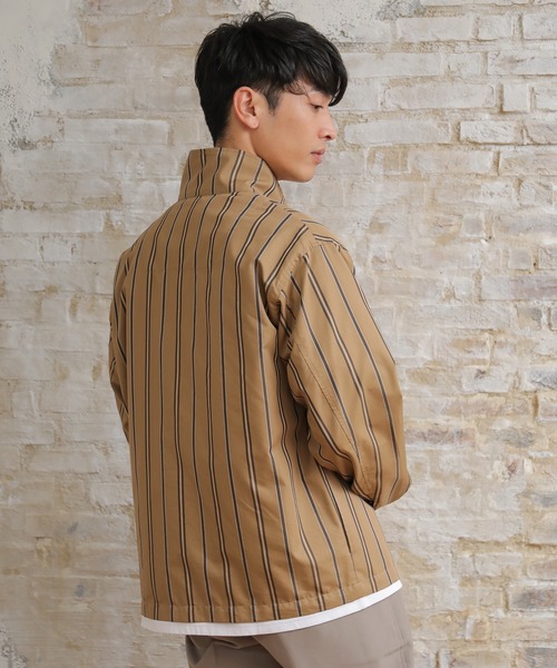 UNION STATION(ユニオンステーション)の「【セットアップ対応】T/Cストライプ スタンドブルゾン(ブルゾン・メンズ・ベージュ/ネイビー・S/M/L)」の3枚目の写真
