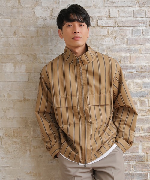 UNION STATION(ユニオンステーション)の「【セットアップ対応】T/Cストライプ スタンドブルゾン(ブルゾン・メンズ・ベージュ/ネイビー・S/M/L)」の18枚目の写真