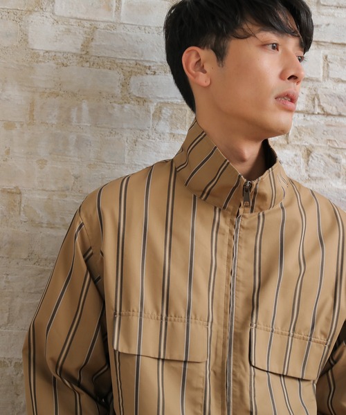 UNION STATION(ユニオンステーション)の「【セットアップ対応】T/Cストライプ スタンドブルゾン(ブルゾン・メンズ・ベージュ/ネイビー・S/M/L)」の11枚目の写真