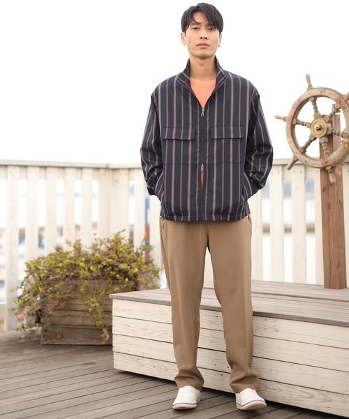 UNION STATION(ユニオンステーション)の「【セットアップ対応】T/Cストライプ スタンドブルゾン(ブルゾン・メンズ・ベージュ/ネイビー・S/M/L)」の20枚目の写真