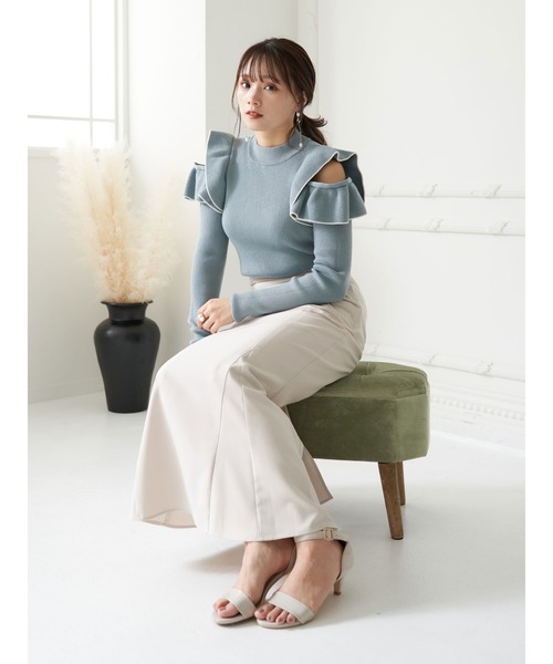 earth music&ecology（アースミュージックアンドエコロジー）の「2wayフリルニットプルオーバー＊（ニット/セーター・レディース・ブラック/サックスブルー/アイボリー/モカ・FREE）」の11枚目の写真