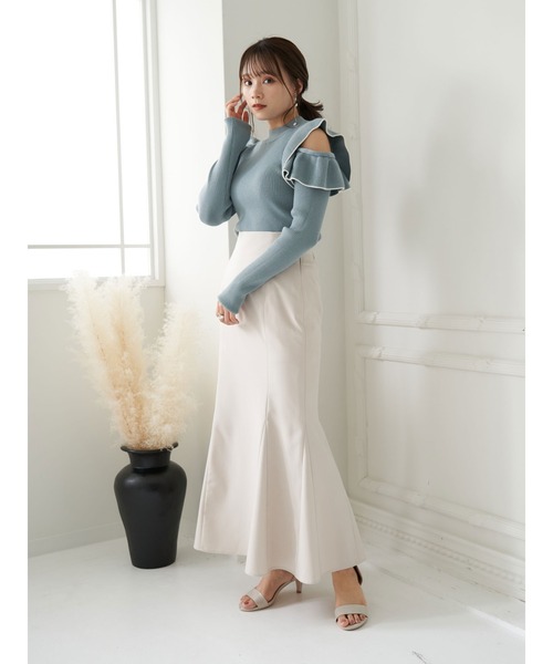 earth music&ecology（アースミュージックアンドエコロジー）の「2wayフリルニットプルオーバー＊（ニット/セーター・レディース・ブラック/サックスブルー/アイボリー/モカ・FREE）」の13枚目の写真