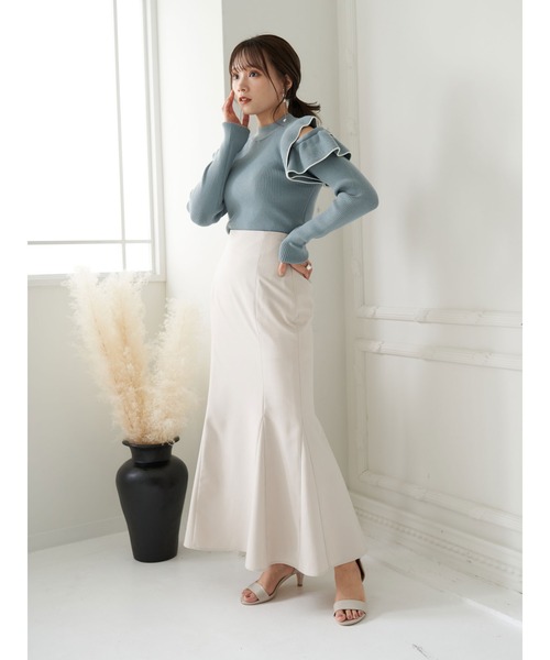 earth music&ecology（アースミュージックアンドエコロジー）の「2wayフリルニットプルオーバー＊（ニット/セーター・レディース・ブラック/サックスブルー/アイボリー/モカ・FREE）」の14枚目の写真