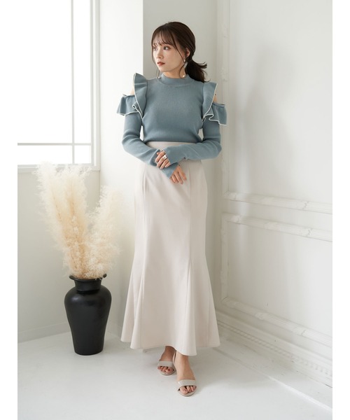 earth music&ecology（アースミュージックアンドエコロジー）の「2wayフリルニットプルオーバー＊（ニット/セーター・レディース・ブラック/サックスブルー/アイボリー/モカ・FREE）」の15枚目の写真