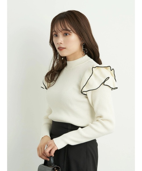 earth music&ecology（アースミュージックアンドエコロジー）の「2wayフリルニットプルオーバー＊（ニット/セーター・レディース・ブラック/サックスブルー/アイボリー/モカ・FREE）」の17枚目の写真