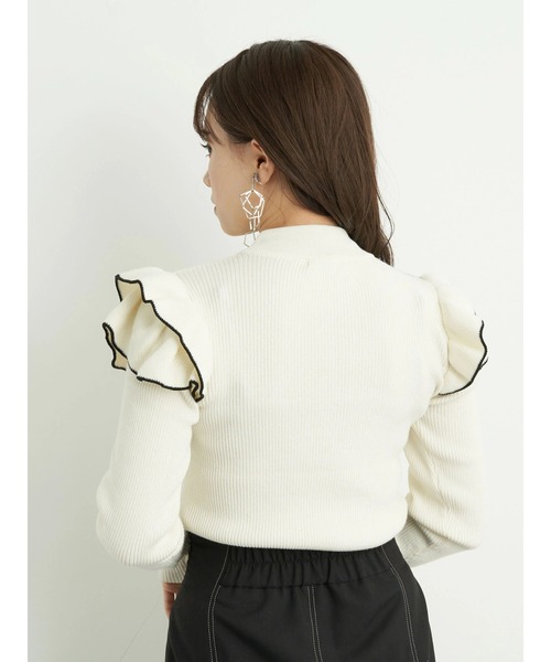 earth music&ecology（アースミュージックアンドエコロジー）の「2wayフリルニットプルオーバー＊（ニット/セーター・レディース・ブラック/サックスブルー/アイボリー/モカ・FREE）」の18枚目の写真