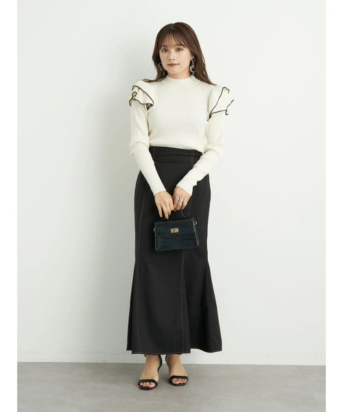 earth music&ecology（アースミュージックアンドエコロジー）の「2wayフリルニットプルオーバー＊（ニット/セーター・レディース・ブラック/サックスブルー/アイボリー/モカ・FREE）」の19枚目の写真