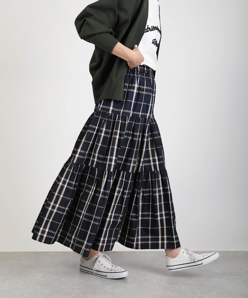 PICCIN(ピッチン)の「チェックティアードスカート(スカート・レディース・ブラック/グリーン/ネイビー/ダークブルー/ベージュ・M)」の5枚目の写真