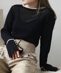 Bab | パイピング袖スリットニットトップス(ニット/セーター)