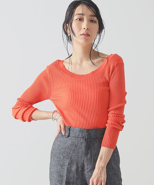 BEAMS LIGHTS(ビームスライツ)の「BEAMS LIGHTS / 12ゲージ バックオープン ロングスリーブ ニット プルオーバー(ニット/セーター・レディース・レッド系その他/グリーン/ホワイト系その他5・ONE SIZE)」の5枚目の写真