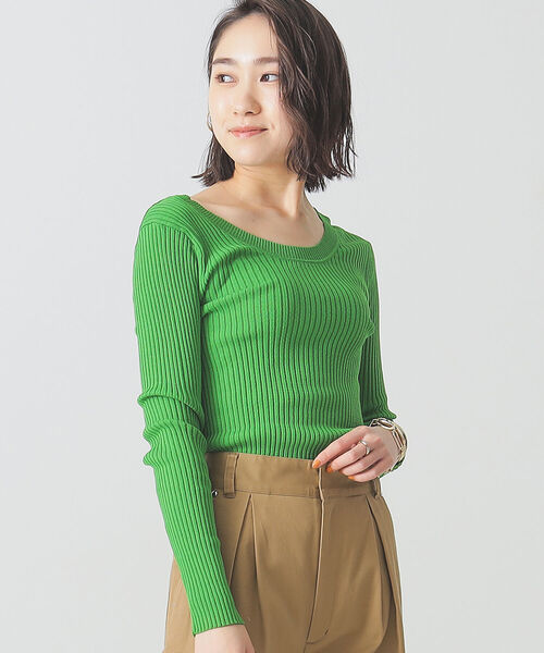 BEAMS LIGHTS(ビームスライツ)の「BEAMS LIGHTS / 12ゲージ バックオープン ロングスリーブ ニット プルオーバー(ニット/セーター・レディース・レッド系その他/グリーン/ホワイト系その他5・ONE SIZE)」の6枚目の写真