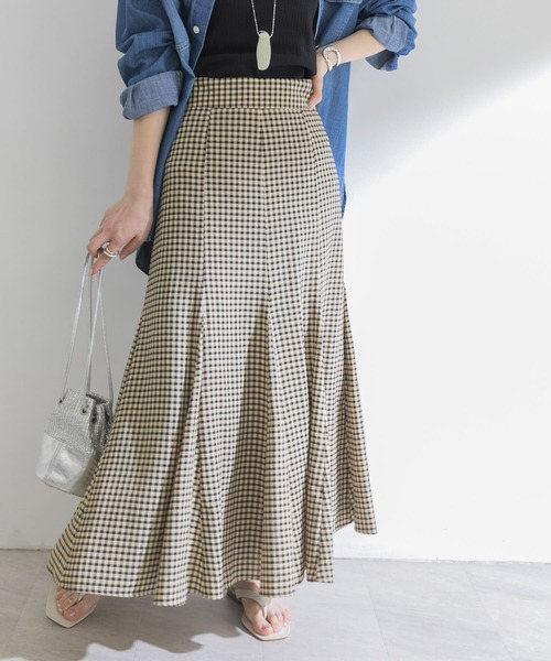 URBAN RESEARCH（アーバンリサーチ）の「ギンガムマーメイドスカート（スカート・レディース・グリーン/ベージュ・36/38）」の10枚目の写真