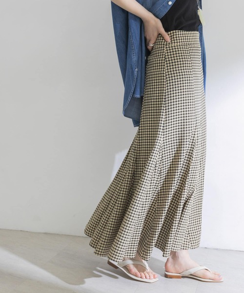 URBAN RESEARCH（アーバンリサーチ）の「ギンガムマーメイドスカート（スカート・レディース・グリーン/ベージュ・36/38）」の11枚目の写真