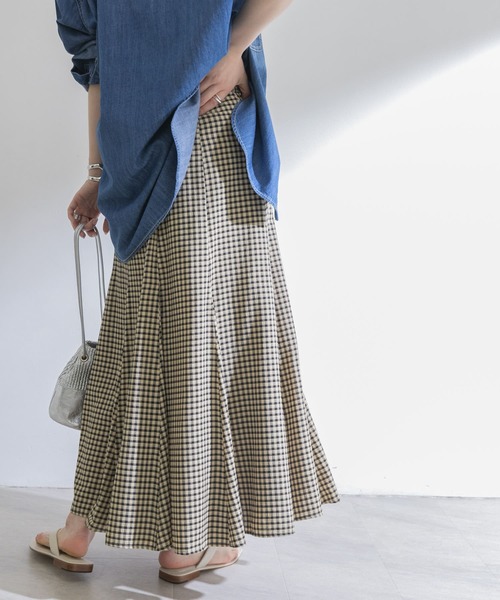 URBAN RESEARCH（アーバンリサーチ）の「ギンガムマーメイドスカート（スカート・レディース・グリーン/ベージュ・36/38）」の12枚目の写真