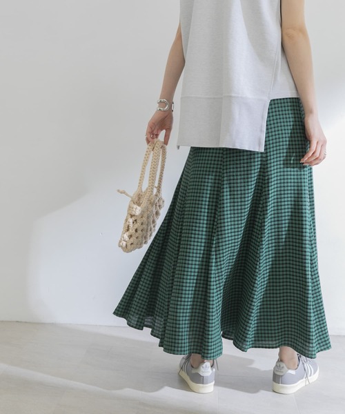 URBAN RESEARCH（アーバンリサーチ）の「ギンガムマーメイドスカート（スカート・レディース・グリーン/ベージュ・36/38）」の9枚目の写真