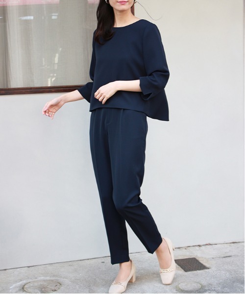 TRUDEA(トルディア)の「【セットアップ対応】ダブルクロステーパードパンツ(スーツパンツ・レディース・ベージュ/ネイビー/ブラック・SMALL/LARGE/X-LARGE/MEDIUM)」の8枚目の写真