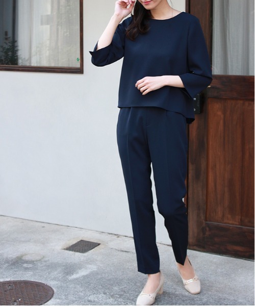 TRUDEA(トルディア)の「【セットアップ対応】ダブルクロステーパードパンツ(スーツパンツ・レディース・ベージュ/ネイビー/ブラック・SMALL/LARGE/X-LARGE/MEDIUM)」の10枚目の写真
