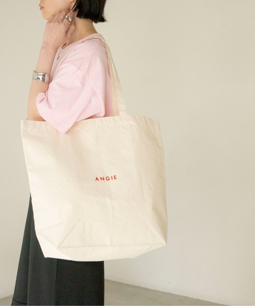 ANGIE(アンジー)の「【UNITED ATHLE】ANGIEロゴトートバック(エコバッグ/サブバッグ・レディース・ホワイト×レッド/ホワイト×グリーン/ホワイト×ブルー/ホワイト×ブラック・FREE)」の1枚目の写真