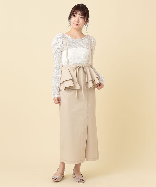 ME COUTURE（ミークチュール）の「2WAYペプラムタイトスカート（デニムスカート・レディース・インディゴブルー/アイボリー・1/0）」の8枚目の写真