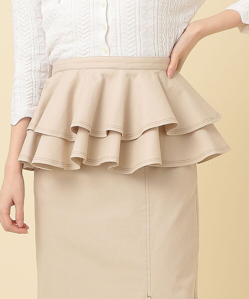 ME COUTURE（ミークチュール）の「2WAYペプラムタイトスカート（デニムスカート・レディース・インディゴブルー/アイボリー・1/0）」の6枚目の写真