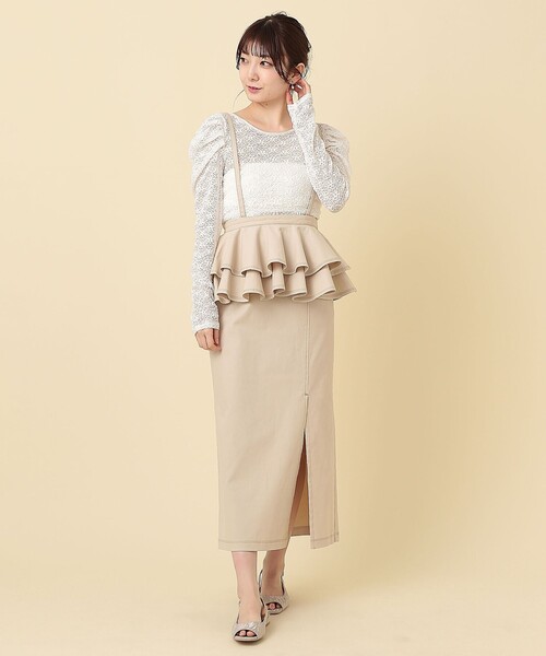 ME COUTURE（ミークチュール）の「2WAYペプラムタイトスカート（デニムスカート・レディース・インディゴブルー/アイボリー・1/0）」の12枚目の写真