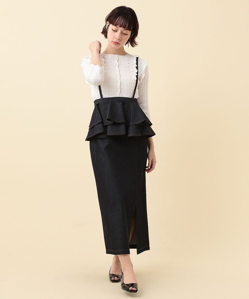 ME COUTURE（ミークチュール）の「2WAYペプラムタイトスカート（デニムスカート・レディース・インディゴブルー/アイボリー・1/0）」の19枚目の写真