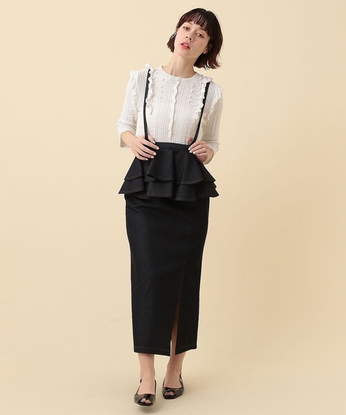 ME COUTURE（ミークチュール）の「2WAYペプラムタイトスカート（デニムスカート・レディース・インディゴブルー/アイボリー・1/0）」の10枚目の写真