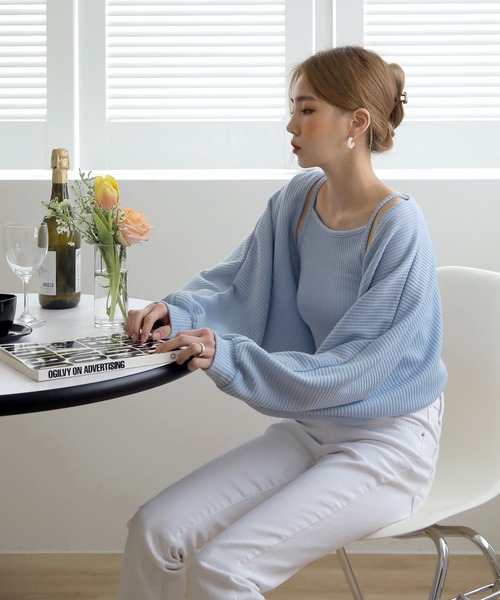 UNE MANSION(ユヌマンション)の「クロップドボレロカーディガンキャミソールセット(カーディガン/ボレロ・レディース・ブラック/ブルー/アイボリー/ベージュ/チャコールグレー・FREE)」の21枚目の写真