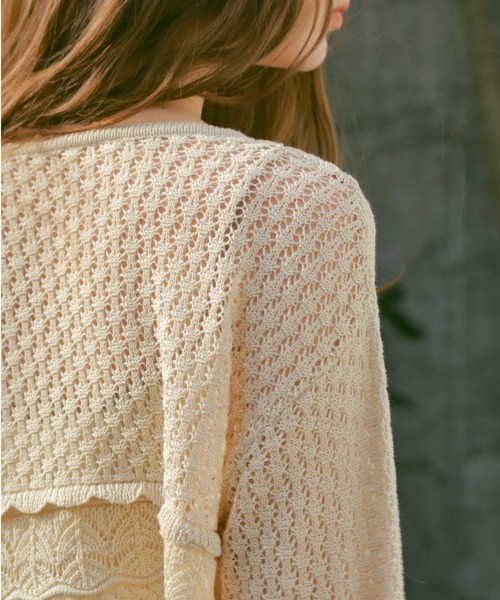 idem（イデム）の「crochet cardigan/クロシェレース編みニット