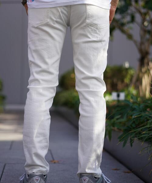 1piu1uguale3 RELAX（ウノピュウノウグァーレトレリラックス）の「1PIU1UGUALE3 RELAX/ウノピゥ ウノ ウグァーレ トレ リラックス/５ポケットロゴダメージデニム（デニムパンツ・メンズ・ホワイト・SMALL/MEDIUM/LARGE/X-LARGE）」の7枚目の写真